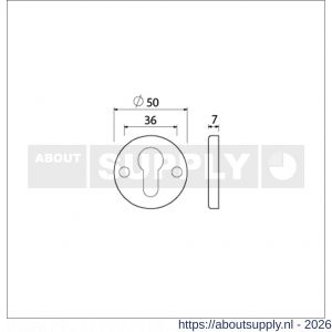 Ami 3 RH rond cilinderrozet aluminium rondhoek profielrond cilinder PC F1 - S10900452 - afbeelding 2