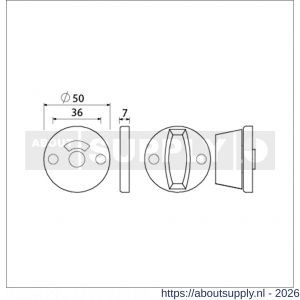 Ami 3 RH vrij- en bezetrozet aluminium rond toilet- en badkamersluiting WC 8 mm F1 - S10900497 - afbeelding 2