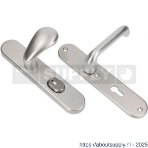 Ami VHB 250/15-173-386 KT veiligheids Rotaveer kruk-kruk langschildgarnituur SKG*** kerntrekbeveiliging ovaal VHB 173/386 Rota 250/50/15 buiten kerntrek KT 72 en binnen profielcilinder PC 72 F1 deurdikte 38-42 mm - S10901318 - afbeelding 1