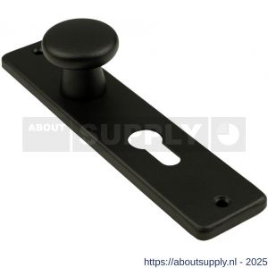 Ami 180/41 RH knopkortschild aluminium rondhoek knop 160/40 vast kortschild 180/41 RH sleutelgat SLG 56 zwart RAL 9005 structuur finish - S10900734 - afbeelding 1