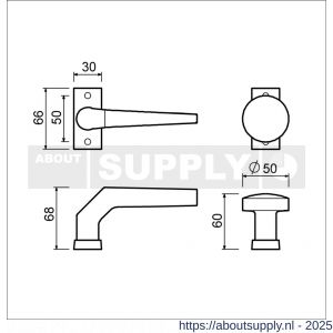 Ami 65/30-169/50 smalrozet knop combinatie knop 169/50 vast 65/30 R6.5 hartafstand 43 mm F1 - S10900418 - afbeelding 4