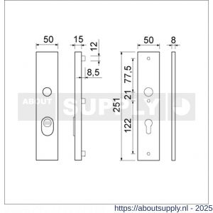 Ami VHB 251/15 KT veiligheidslangschild SKG*** kerntrekbeveiliging VHB 251/50/15 buiten KT 72 binnen profielcilinder PC 72 F1 deurdikte 53-57 mm - S10901511 - afbeelding 4