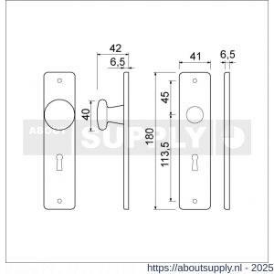 Ami 180/41 RH knopkortschild aluminium rondhoek knop 160/40 vast kortschild 180/41 RH profielcilinder PC 55 zwart RAL 9005 structuur finish - S10900735 - afbeelding 4