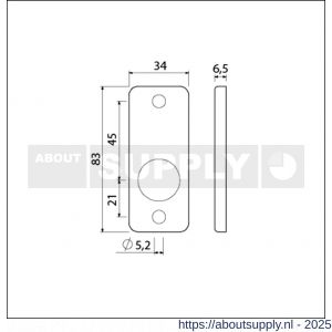 Ami 4 RH sleutelrozet aluminium rechthoek sleutelgat SLG zwart - S10900485 - afbeelding 4