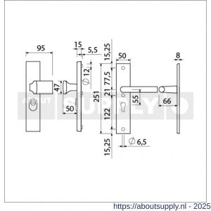 Ami VHB 251/15-144 KT veiligheidsvoordeur-knoplangschildgarnituur SKG*** kerntrekbeveiliging VHB 251/15 KT 55 knop 144 en deurkruk 374 profielcilinder PC 55 zwart RAL 9005 structuur finish deurdikte 38-42 mm - S10901266 - afbeelding 4