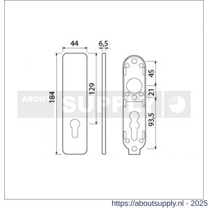 Ami 185/44 Klik kortschild aluminium zonder krukgat profielcilinder PC 72 F1 - S10900597 - afbeelding 2