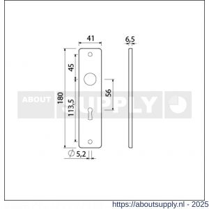 Ami 180/41 RH kortschild aluminium rondhoek sleutelgat SLG 56 F1 - S10900553 - afbeelding 2