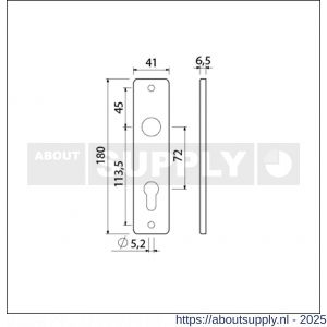 Ami 180/41 RH kortschild aluminium rondhoek profielcilinder PC 72 F1 - S10900556 - afbeelding 2