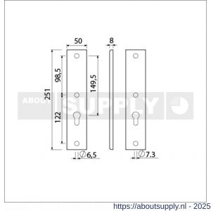 Ami 251/50/8 langschild aluminium zonder krukgat profielcilinder PC 72 F1 R6,5/R7,3 - S10901741 - afbeelding 2