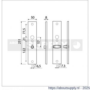 Ami 251/50/8 langschild aluminium toilet- en badkamersluiting WC 5x57 mm F1 R6,5/R7,3 - S10900688 - afbeelding 2