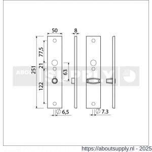 Ami 251/50/8 langschild aluminium toilet- en badkamersluiting WC 8x63 mm F1 R6,5/R7,3 - S10900690 - afbeelding 2