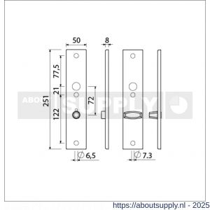 Ami 251/50/8 langschild aluminium toilet- en badkamersluiting WC 8x72 mm F1 R6,5/R7,3 - S10900691 - afbeelding 2
