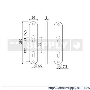 Ami 250/50/8/1 langschild aluminium profielcilinder PC 92 F1 R6,5/R7,3 - S10900674 - afbeelding 2