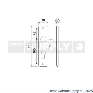 Ami 165/4 RH kortschild aluminium rondhoek profielcilinder PC 55 F2 - S10900517 - afbeelding 2