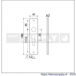 Ami 180/41 RH kortschild aluminium rondhoek profielcilinder PC 55 F2 - S10900568 - afbeelding 2
