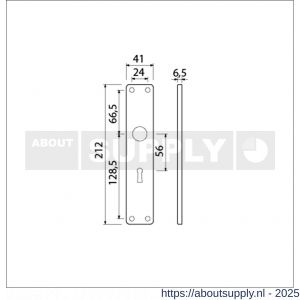 Ami 212/41 RH langschild aluminium rondhoek sleutelgat SLG 56 F2 - S10900644 - afbeelding 2