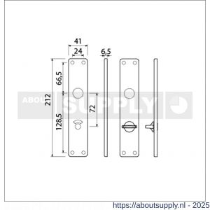 Ami 212/41 RH langschild aluminium rondhoek toilet- en badkamersluiting WC 8/72 mm F2 - S10900656 - afbeelding 2