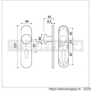Ami 177/1 Klik knopkortschild aluminium knop 160/40 vast kortschild 177/1 profielcilinder PC 55 Klik F1 - S10900718 - afbeelding 2