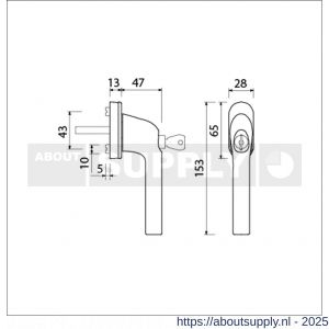 Ami VHB 822 draai-kiep raamgreep SKG** 7x35 mm wit RAL 9001 ovaal - S10901752 - afbeelding 2