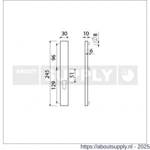 Ami 245/30 smalschild aluminium zonder krukgat profielcilinder PC 72 M5 F1 - S10900779 - afbeelding 2