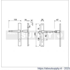 Ami 245/30-357 smalschild-kruk-kruk garnituur deurkruk 357 vastdraaibaar 245/30 profielcilinder PC 92 M5/R6,5 F1 deurdikte 53-57 mm - S10900149 - afbeelding 2