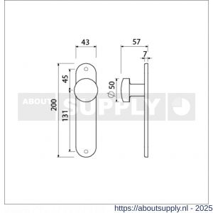 Ami 200/1/7 knoplangschild Archi Design knop 169/50 vast langschild 200/1/7 blind Irox Archi Design - S10900764 - afbeelding 2
