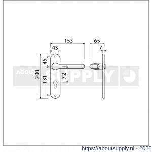 Ami 200/1/7-386 kruk-kruk garnituur deurkruk 386 Rota langschild 200/1/7 profielcilinder PC 72 Irox Archi Design - S10900109 - afbeelding 2
