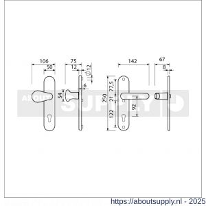 Ami VHB 250/50/1-173-378 veiligheids Rotaveer kruk-kruk langschildgarnituur SKG*** ovaal VHB deurkruk 173/378 Rota 250/50/1 profielcilinder PC 92 Irox deurdikte 38-42 mm Archi Design - S10900924 - afbeelding 2