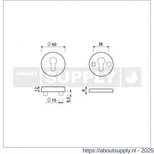 Ami VHB rond rozet veiligheidsrozet SKG*** Archi Design VHB rondrozet buiten en binnen profielcilinder PC Irox deurdikte 38-42 mm - S10901542 - afbeelding 1