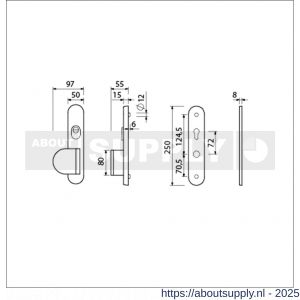 Ami VHB 250/15 KT senioren veiligheidslangschild SKG*** kerntrekbeveiliging Archi Design ovaal omkeer VHB 250/50/1 KT 72 omkeer deurduwer 90/83 links en zonder deurkruk Irox deurdikte 38-42 mm - S10901126 - afbeelding 2