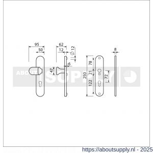 Ami VHB 250/50/1-145-378 veiligheids Rotaveer knop-kruk langschildgarnituur SKG*** ovaal VHB Varo knop 145 250/50/1 buiten en binnen profielcilinder PC 72 en deurkruk 378 Rota F1 deurdikte 53-57 mm - S10901049 - afbeelding 2