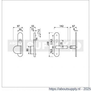 Ami VHB 250/15-90/83-378 KT senioren veiligheids Rotaveer duwer-kruk langschildgarnituur SKG*** kerntrekbeveiliging ovaal omkeer VHB 250/50/15 KT 72 omkeer deurduwer 90/83 links en deurkruk 378 Rota profielcilinder PC 72 omkeer - S10901106 - afbeelding 2
