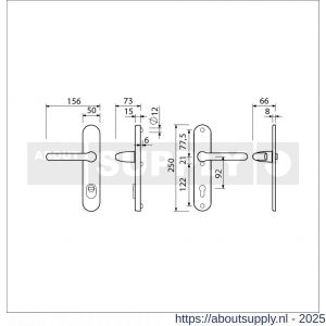 Ami VHB 250/15-386 KT veiligheids Rotaveer kruk-kruk langschildgarnituur SKG*** kerntrekbeveiliging ovaal VHB 386 Rota 250/50/15 KT 92 en profielcilinder PC 92 F1 deurdikte 38-42 mm - S10901210 - afbeelding 2
