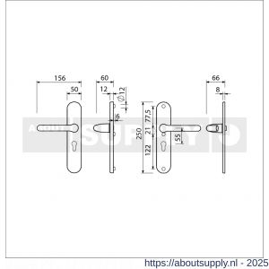 Ami VHB 250/50/1-386 veiligheids Rotaveer kruk-kruk langschildgarnituur SKG*** ovaal VHB 386 Rota 250/50/1 profielcilinder PC 55 F1 deurdikte 53-57 mm mm - S10901223 - afbeelding 2