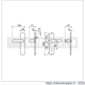 Ami VHB 250/50/1-378 veiligheids Rotaveer kruk-kruk langschildgarnituur SKG*** ovaal VHB deurkruk 378 Rota 250/50/1 blind en deurkruk 378 Rota profielcilinder PC 92 deurdikte 53-57 mm F1 - S10901219 - afbeelding 2