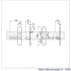 Ami VHB 250/50/1-386 senioren veiligheids Rotaveer kruk-kruk langschildgarnituur SKG** ovaal omkeer VHB deurkruk 386 Rota 250/50/1 profielcilinder PC 72 omkeer F1 deurdikte 38-42 mm - S10901230 - afbeelding 2