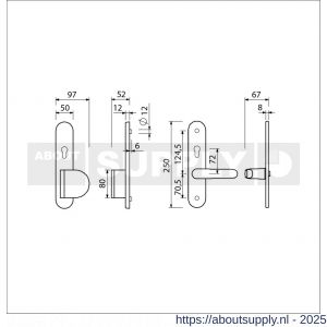 Ami VHB 250/50/1-90/83-386 senioren veiligheids Rotaveer duwer-kruk langschildgarnituur SKG** ovaal omkeer VHB 250/50/1 profielcilinder PC 72 omkeer deurduwer 90/83 rechts en deurkruk 386 Rota deurdikte 53-57 mm F1 - S10901139 - afbeelding 2