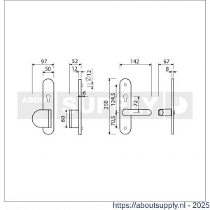 Ami VHB 250/50/1-90/83-378 senioren veiligheids Rotaveer duwer-kruk langschildgarnituur SKG** ovaal omkeer VHB 250/50/1 profielcilinder PC 72 omkeer deurduwer 90/83 links F1 en deurkruk 378 Rota profielcilinder PC 72 omkeer - S10900808 - afbeelding 2