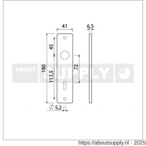 Ami 180/41 RH kortschild aluminium rondhoek sleutelgat SLG 72 zwart RAL 9005 structuur finish - S10900580 - afbeelding 2