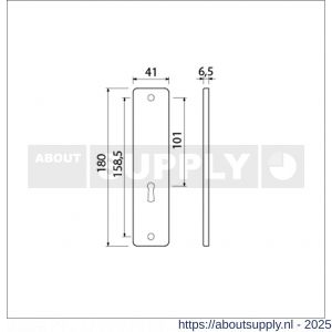 Ami 180/41 RH kortschild aluminium rondhoek zonder krukgat sleutelgat SLG 56 zwart RAL 9005 structuur finish - S10900584 - afbeelding 2
