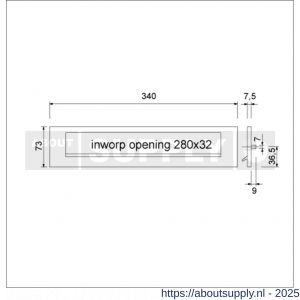 Ami TA briefplaat met veer aluminium deurdikte 38-42 mm zwart RAL 9005 structuur finish - S10900074 - afbeelding 2
