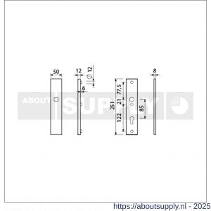 Ami VHB 251/50 veiligheidslangschild SKG*** VHB 251/50 buiten blind binnen profielcilinder PC 85 F2 deurdikte 38-42 mm - S10901437 - afbeelding 2