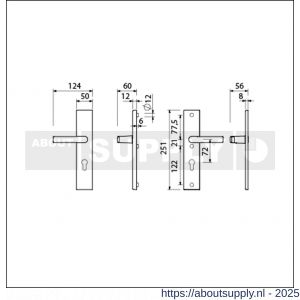 Ami VHB 251/50 veiligheidslangschild SKG*** VHB 251/50 buiten en binnen profielcilinder PC 72 deurkruk 332 F2 deurdikte 38-42 mm - S10901452 - afbeelding 2