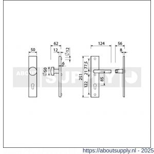 Ami VHB 251/50-169/50 veiligheidsvoordeur-knoplangschildgarnituur SKG*** VHB 251/50 knop 169/50 buiten en binnen profielcilinder PC 85 en deurkruk 332 F2 deurdikte 38-42 mm - S10901083 - afbeelding 2