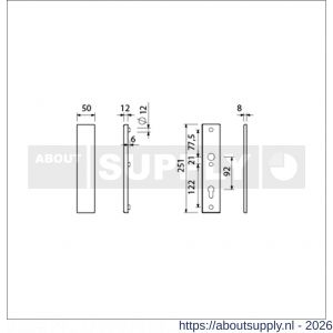 Ami VHB 251/50 veiligheidslangschild SKG*** VHB 251/50 buiten geheel blind binnen profielcilinder PC 92 F1 deurdikte 38-42 mm - S10901409 - afbeelding 2