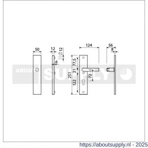 Ami VHB 251/50 veiligheidslangschild SKG*** VHB 251/50 buiten blind binnen profielcilinder PC 72 met deurkruk 332 F1 deurdikte 38-42 mm - S10901400 - afbeelding 2
