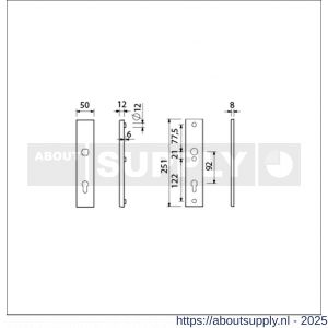 Ami VHB 251/50 veiligheidslangschild SKG*** VHB 251/50 buiten en binnen profielcilinder PC 92 F1 deurdikte 53-57 mm - S10901421 - afbeelding 2