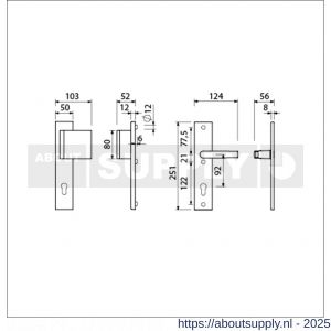 Ami VHB 251/50-90/80 veiligheidsvoordeur-duwerlangschildgarnituur SKG*** VHB 251/50 profielcilinder PC 92 deurduwer 90/80 rechts F1 en deurkruk 332 deurdikte 38-42 mm - S10900995 - afbeelding 2