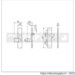 Ami VHB 251/50-144 veiligheidsvoordeur-knoplangschildgarnituur SKG*** VHB 251/50 profielcilinder PC 72 knop Varo 144 F1 profielcilinder PC 72 en zonder deurkruk deurdikte 38-42 mm - S10901061 - afbeelding 2