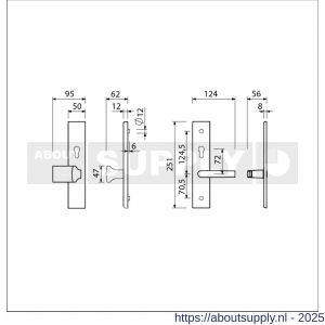 Ami VHB 251/50-144 veiligheidsvoordeur-knoplangschildgarnituur SKG*** VHB 251/50 profielcilinder PC 72 knop Varo 144 F1 profielcilinder PC 72 en deurkruk 332 M6 deurdikte 38-42 mm - S10901060 - afbeelding 2